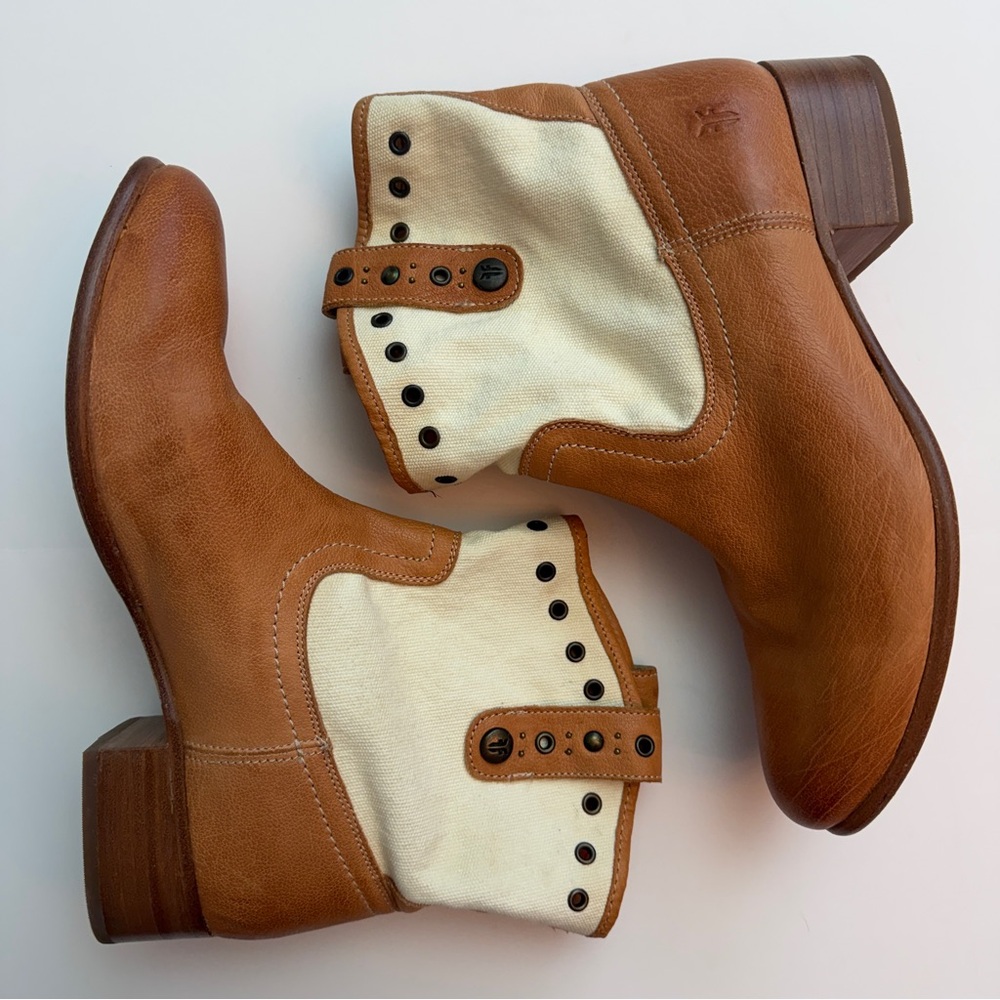 Frye Amelia Grommet Leather/Canvas Boot, Size 10